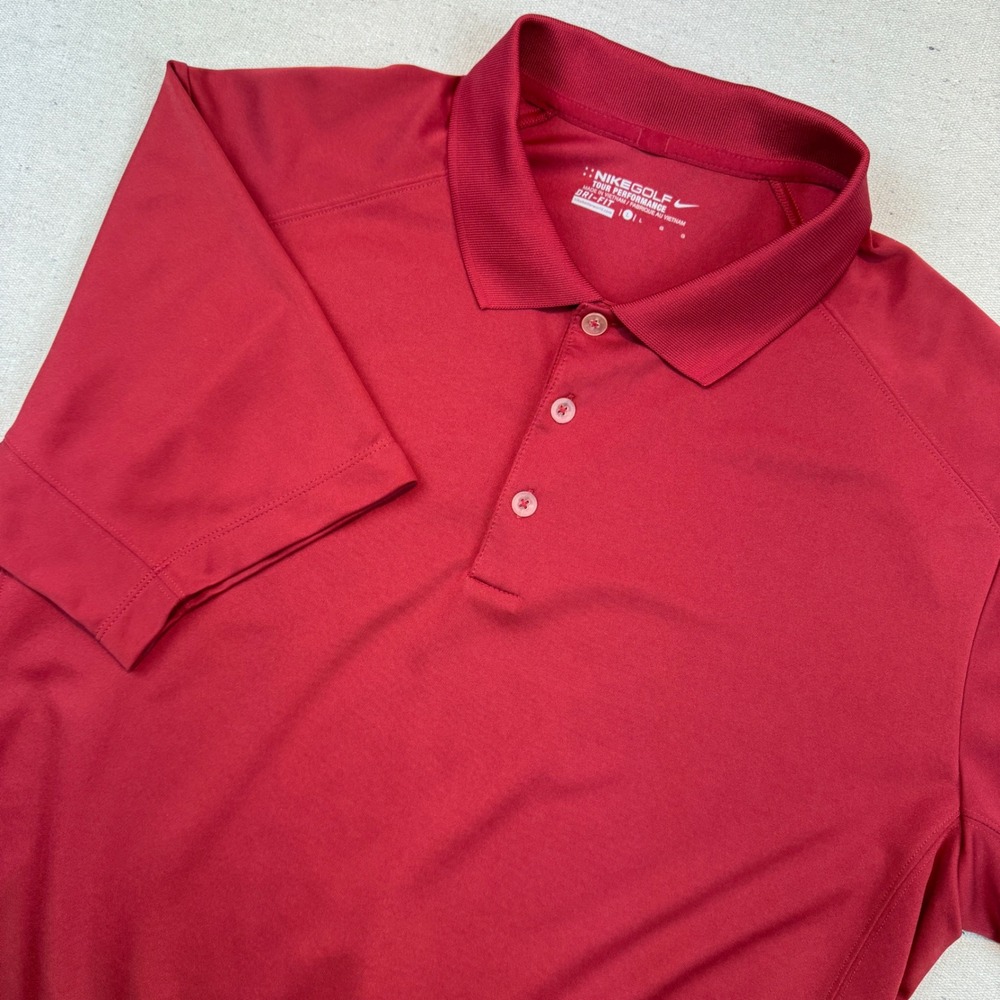 Nike Golf Tour Performance Dri-FIT Mens Large Red Short Sleeve Polo Shirt